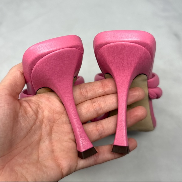 NEW Jimmy Choo Diosa Braided Square Toe Stiletto Heel Mule Sandals Pink 38.5 - Picture 8 of 14